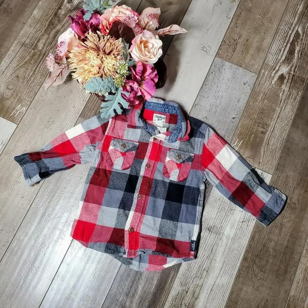 OshKosh B'gosh Baby Toddler Buttondown Flannel Size 24m